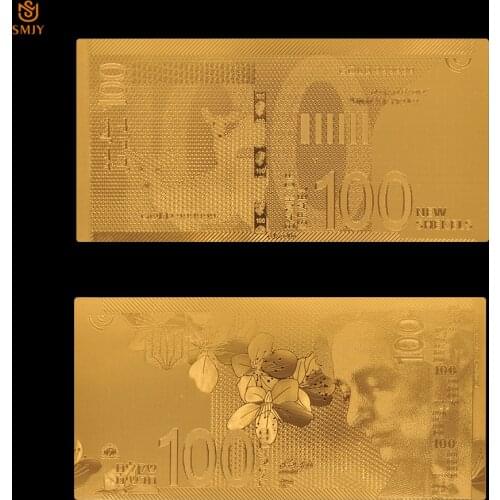 Israel World Currency Paper Collections 100 New Shekel Money Gold Plated Fake Banknotes Business Gifts And Home Decor Supplies