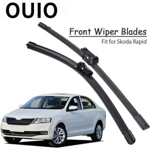 OUIO 1Set Rubber Car Front Wiper Blade Kit Auto For Skoda Rapid 2017 2016 2015 2014-2012 Windscreen Original Wiper Accessories