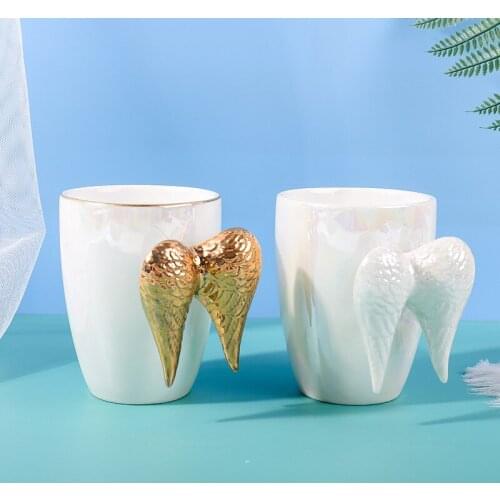 Creative Mug Angel Wings Coffee Cup Wing Ceramic Mug With Handle Milk Tea Cup Breakfast Cup Gift For Friends Home Decoration