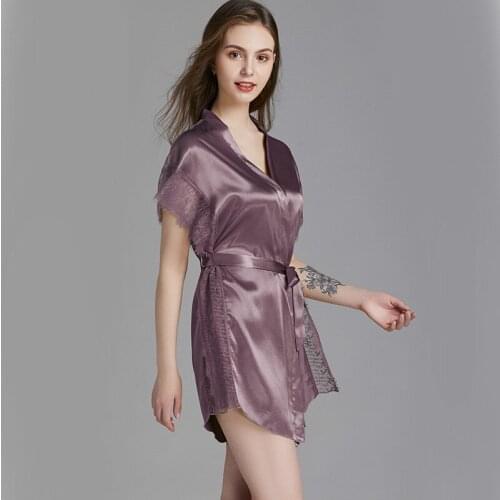 New Lace Pajamas Womens Summer Silk Sexy Nightgown Home Dressing Gown Thin Homewear