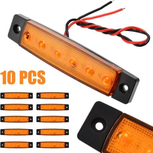 Mayitr 10Pcs Indicator Trailer Light 12V 6LED Amber Truck Trailer Lorry Bus Side Marker Indicators Light