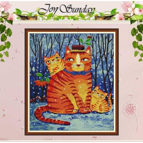 Watercolor Cat in Winter Counted Cross Stitch 11CT 14CT printedCross Stitch Set Wholesale Embroidery Needlework
