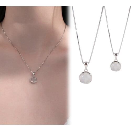 White Jade Pendant Necklace For Women Girls Korean Fashion Temperament Elegant Style Clavicle Necklace Fashion Jewelry Gifts