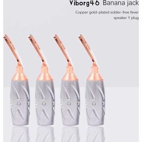 Solderless Audio Philepower Amplifier Speaker Y U Plug Conenctor Pure Copper Aluminum-Magnesium Alloy Banana Plug Free Shipping