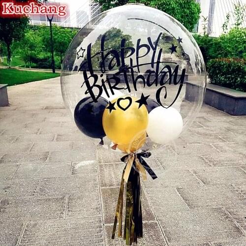 18inch No Wrinkle Transparent Helium clear Bubble Balloons happy birthday stickers Birthday party decoration