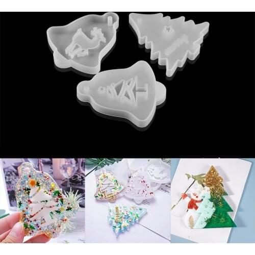 1Pcs Christmas Tree Silicone Mold Snowman Bell Elk Epoxy Resin Molds for DIY Pendants Door Decor Crafts Jewelry Making Tools