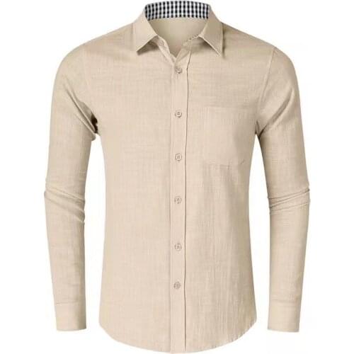 2021 Brand New Flax Jeans Casual Shirt For Men Solid Slim Fit Long Sleeves Cotton Denim Business Dress Shirts Tops