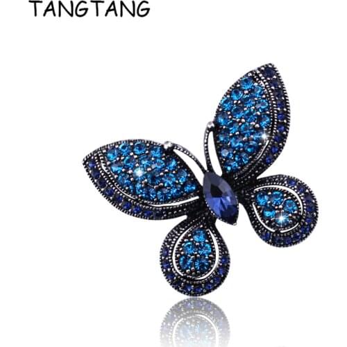 Lovely Blue/Green Austrian Crystal Butterfly & Animal Brooches Pins For Women Girl European Jewelry Scarf Brooches Badge BH8405