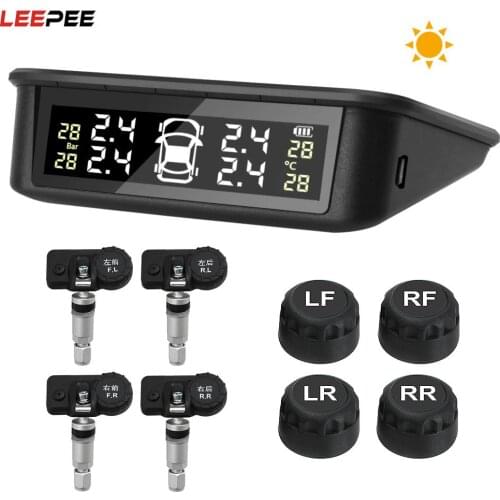 Solar Car TPMS Touch Switch Auto Tire Pressure Monitoring Tyre Temperature Warning System Voice Alarm USB Charge