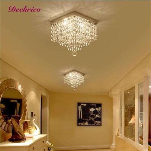 Square Crystal Lamp Chandelier Luxury Light Pendant Ceiling Nordic Chandelier Light Fixtures Staircase Led Lamp For Hallway
