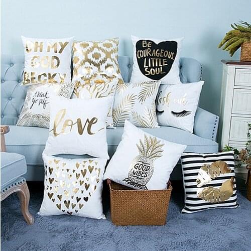 Supersoft Velvet Bronzing Pillow Cover Cushion Cover Home Decor gold stamp Pillow Decorative Throw Pillows LOVE Pillow Case