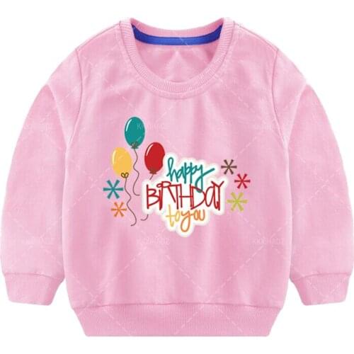 Happy Birthday print Sweatshirts Girls Boys Terry Cotton Long Sleeve T shirt Tops clothes Kids custom Gift Hooodie Wholesale
