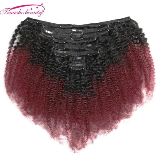 Tinashe Beauty Afro Kinky Curly Clip In Hair Extensions Human Hair Extensions Clip Ins Brazilian Remy Ombre Blonde Clip In Hair
