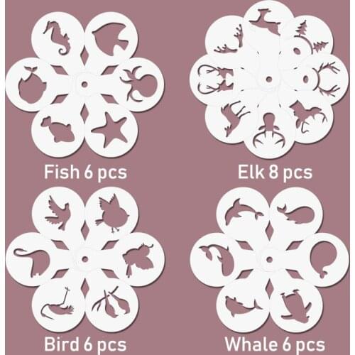 Coffee Latte Cappuccino Barista Art Stencils Cake Duster Templates Coffee Tools Accessories