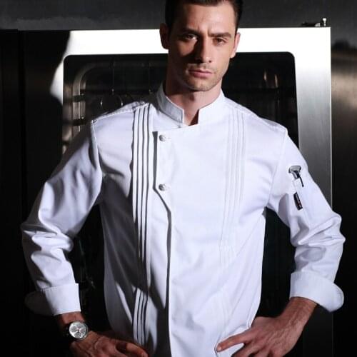 High quality winter restaurant kitchen uniform thick washable cook uniform long sleeve white chef jacket