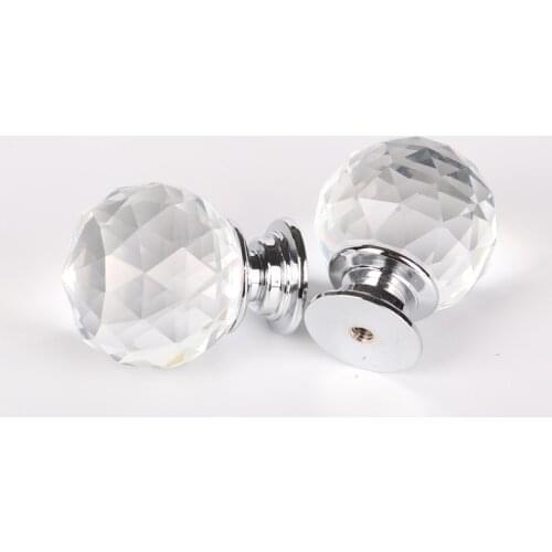 Amber/transparent Crystal Ball Design Glass cabinet Knobs and pulls Cupboard Drawer Kitchen Cabinet Wardrobe Handles Hardware