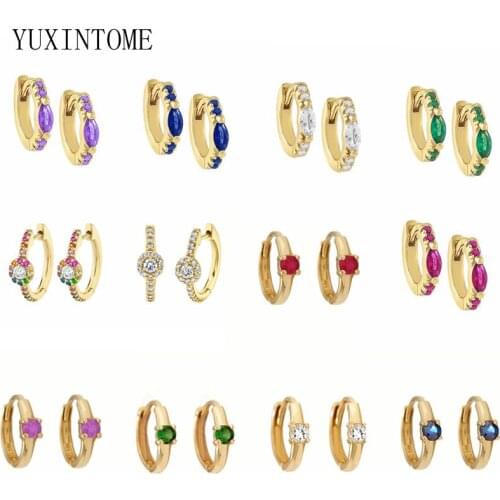 925 Silver Ear Buckle shell Drop Hoop Earrings for Women Gold Color green blue rose red Crystal Huggie Earrings Fashion Jewelry