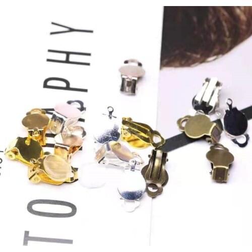 100pc/Lot 10mm Frog Clip Ear Clip Cover Transparent Oval Non-Pierced Ear Clip Ear Cushion DIY Jewelry Earring Making Accessories