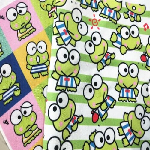 145cm Width Cartoon Green Frog Print Polyester Canvas Fabric for Boy Backpacks Slipcover Cushion Cover Curatin DIY-BL036