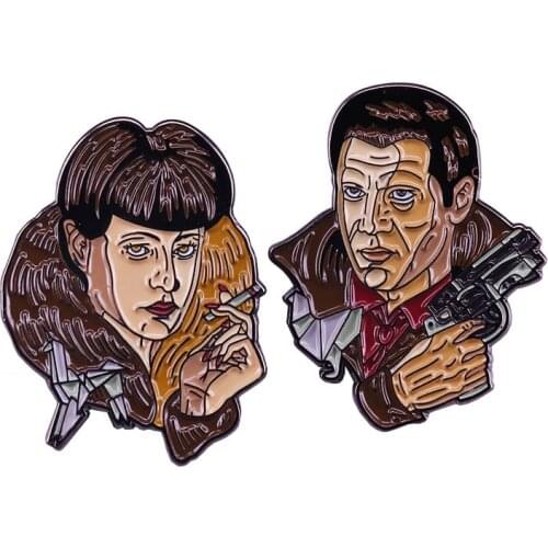 2pcs/set Blade Runner Rick and Rachel Enamel Pin and Brooch Movie Novel Men and Women Lapel Pin Jewelry Gifts