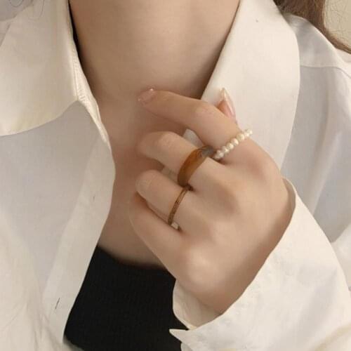 3Pcs/Set Finger Rings Different Styles All-match Simple Skin-friendly Transparent Portable Faux Pearls Women Rings for Date