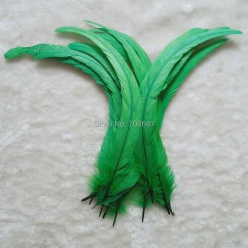 50PCS/LOT!12-14"30-35cm long Bleach&Dyed Rooster Coque Tail Wholesale Feathers,Grass Green/Dark Green COQUE TAIL FEATHERS