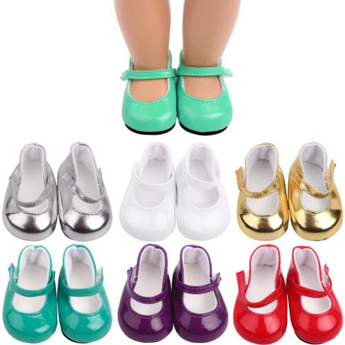 18 Inch American Doll Girls Round Toe PU Princess Dress Shoes Newborn Baby Toys Accessories Fit 40-43 Cm Boy Dolls Gift s9