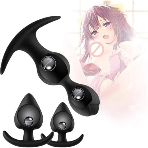 EXVOID Silicone Anal Beads Butt Plug with Metal Ball Sex Toys for Men Women Gay Vagina Anus Dilator Erotic Toys Adult Products
