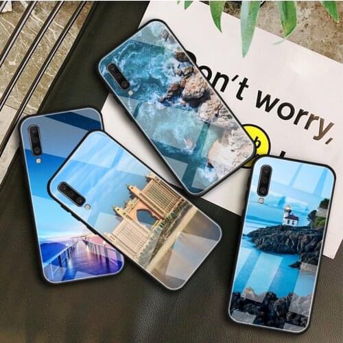 Seaside scenery Tempered Glass Case For Samsung Galaxy A 10S 10E 20S 20E 30S 40 50S 60 70 80 90 6 7 8 Shell