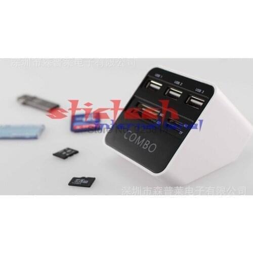 By dhl or ems 20pcs Multi 7in1 USB 2.0 Card Reader 3 USB Memory SD MS M2 TF External Adaptor Combo Adapter Flash Cardreader