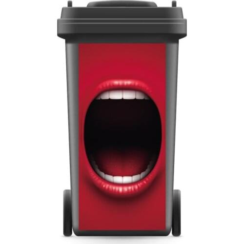 DIY Creative 3D Rubbish Bin Sticker Art Open Mouth Wall Mural Wall Print Decal Removable self adhesive Kitchen Accessories