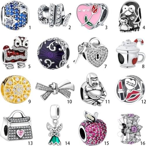 European S925 Silver Charms Pandant Bead Fit Sterling Silver Bracelets Chain Bangles DIY Original Fashion Jewelry Making Gift