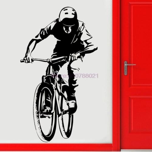 Mountain Bike Extreme Sports Biking Bicycle Motocross Wall Sticker Vinyl Home Decor Boys Teens Room Bedroom Garage Decals S202