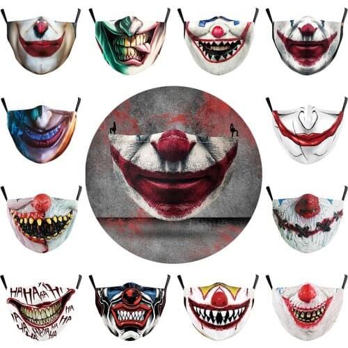 HOT Halloween Fun Horror Clown Series Adult Masks Face-Protection Cycling Sports Breathable Party Mask Fashion Women Men Unisex