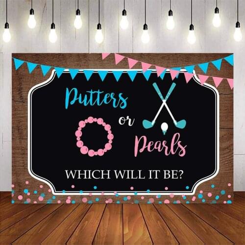 Putters or pearls gender reveal backdrop for party decoration wood flag boy or girl and pink or blue background for photo studio