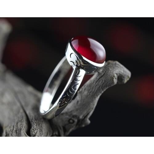 Character silver products, new listing, handmade inlay lady, simple natural stone ring S925