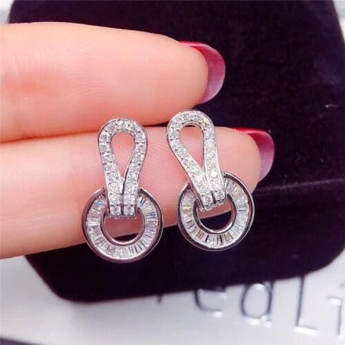 Round Silver Color Simple Cute Stud Earrings Bling Stone for Women Fashion Jewelry Korean Earrings 2021 new Hot Sale wholesale