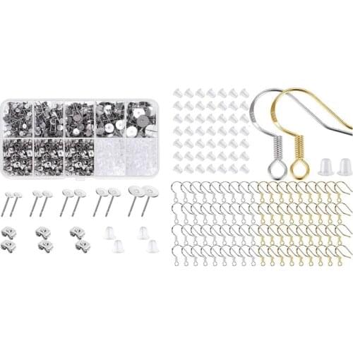 400 Pcs Earring Hooks,Hypoallergenic Fish Earring Hooks with 1800Pc 4-10mm Ear Needle Set Handmade Earring Butterfly