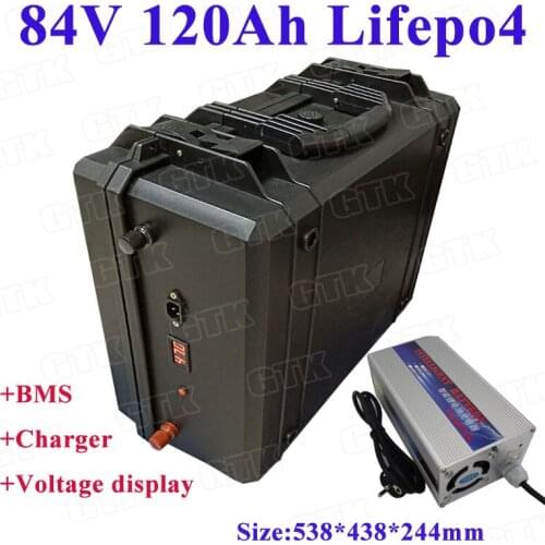GTK power 84V 120Ah lithium lifepo4 battery pack with 100A BMS for 13000w forklift motor home solar ennergy panels+10A charger