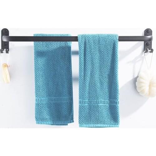 Matte Black Space Aluminum Bathroom Towel Bar Hook Wall Mount Towel Rail Towel Holder 40/50/60cm Bathroom Accessories