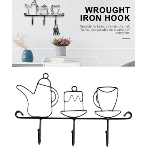 Key Holder Wall Mounted 3 Hook Key Rack Organizer Purse Hanger Cast Iron Shelf Hanging Hooks Mount Rack Home Decor