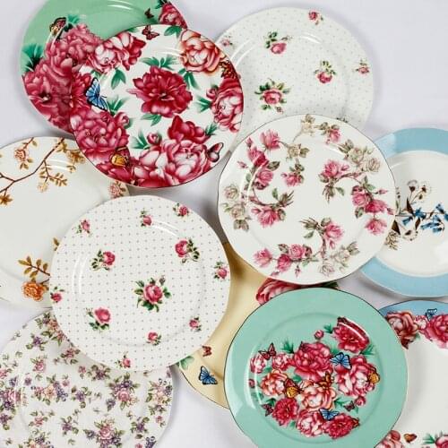 New 8/10 Inch Bone china Western Food Plates Afternoon Tea Dessert Cake Plate Household Dinner Disc Ceramic kitchen Accessories
