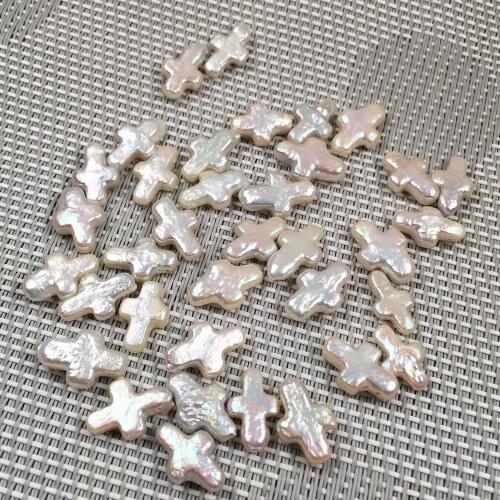 Natural Freshwater Pearl Pendant Cross shape Isolation Punch Loose Beads For jewelry making DIY elegant Necklace Accessories