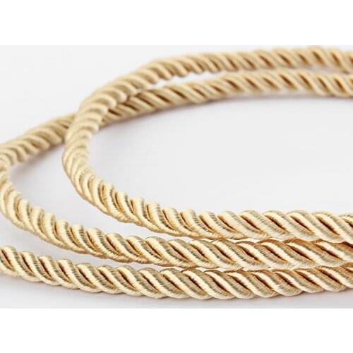 5 Meters Polyester Wrap Yarn 5mm Beige Braided Twisted Cord Rope String DIY Craft Decoration Jewelry Supplies