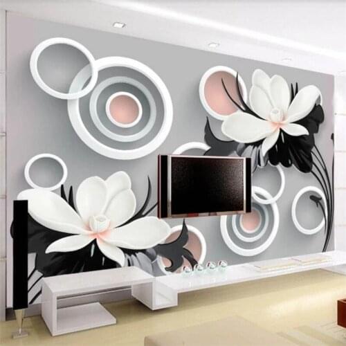 Custom wallpaper 3D simple style black and white embossed flowers living room bedroom restaurant decoration painting 3d фотообои