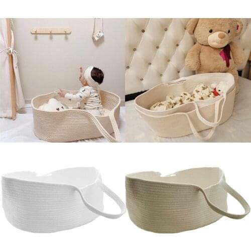 Portable Baby Moses Basket Carrier Cotton Rope Woven Crib Newborn Sleeping Bed Cradle Bassinet Nursery Decoration