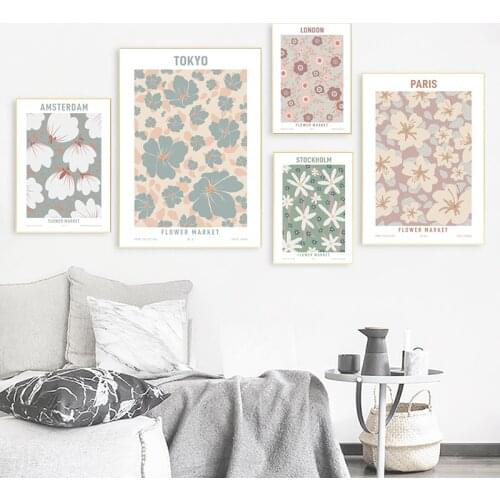 Flower Market Posters and Prints London,Pairs,Tokyo, Amsterdam Floral Shop Sign Wall Pictures Canvas Painting Decor Florist Gift