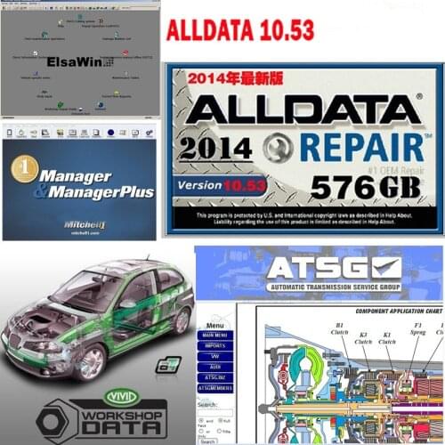 Alldata v10.53 mi.t.c..h.ell software 2015 auto repair All data heavy truck ElsaWin 6.0 Vivid workshop atsg 26 in1TB hdd usb3.0