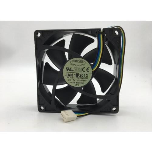 Pwm fan new original EVERFLOW F129025BU 9cm 9025 12V 0.38A 4 lines pwm computer CPU chassis cooling fan