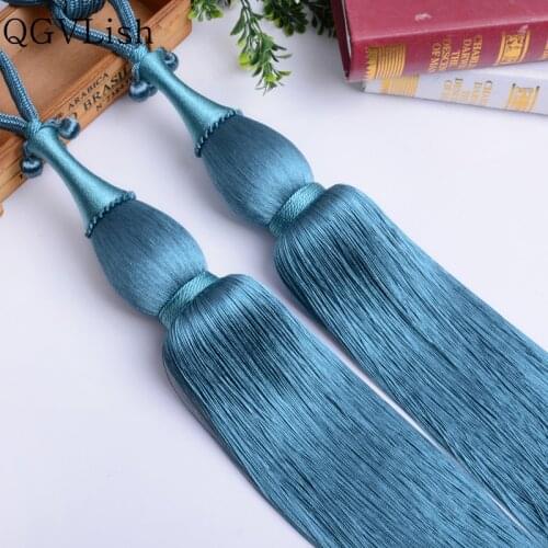 QGVLish 2Pcs/Pair Curtain Tieback Long Tassels Hanging Belt Ball Bind Ropes Brush Straps Clasp Curtain Accessories Tiebacks